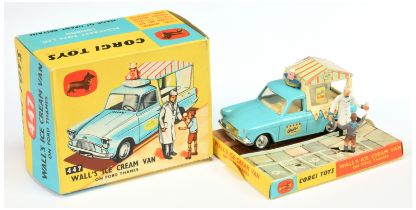 Corgi Toys 447 Ford Thames Ice Cream Van "wall's" - light blue with cream back, chrome trim, spun...