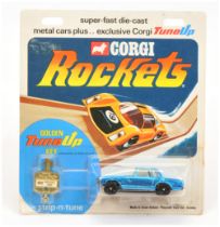 Corgi Toys Rockets D903 Mercedes 280SL - Metallic blue body, white interior, clear windows with key 