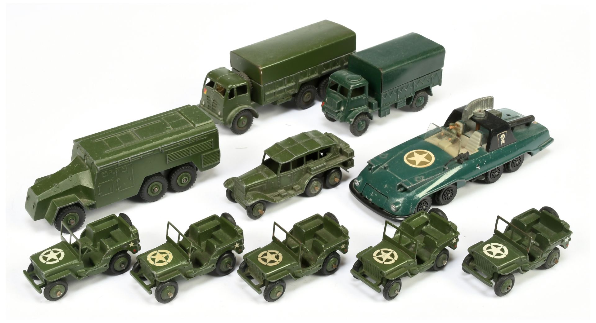 Dinky Toys&nbsp; Unboxed Military Group&nbsp; To Include - Foden Truck, 5 X Jeep, Reconnaissance Car