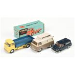 Corgi Toys 456 ERF Dropside Lorry - Pale yellow cab and chassis, metallic blue back, silver trim,...