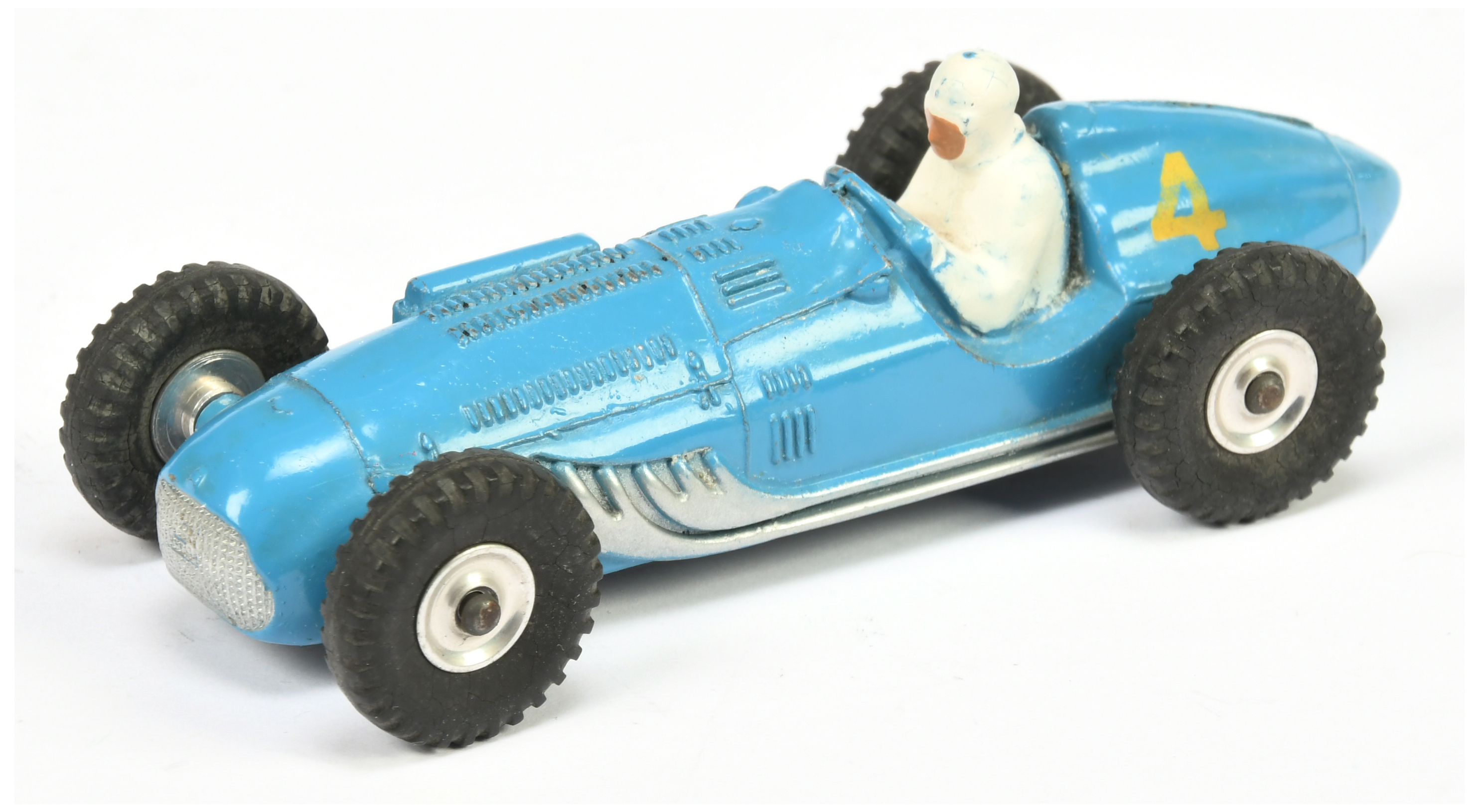 Dinky Toys Unboxed 230 Talbot-Lago Racing Car - Mid-blue body, silver trim, figure driver, yellow...