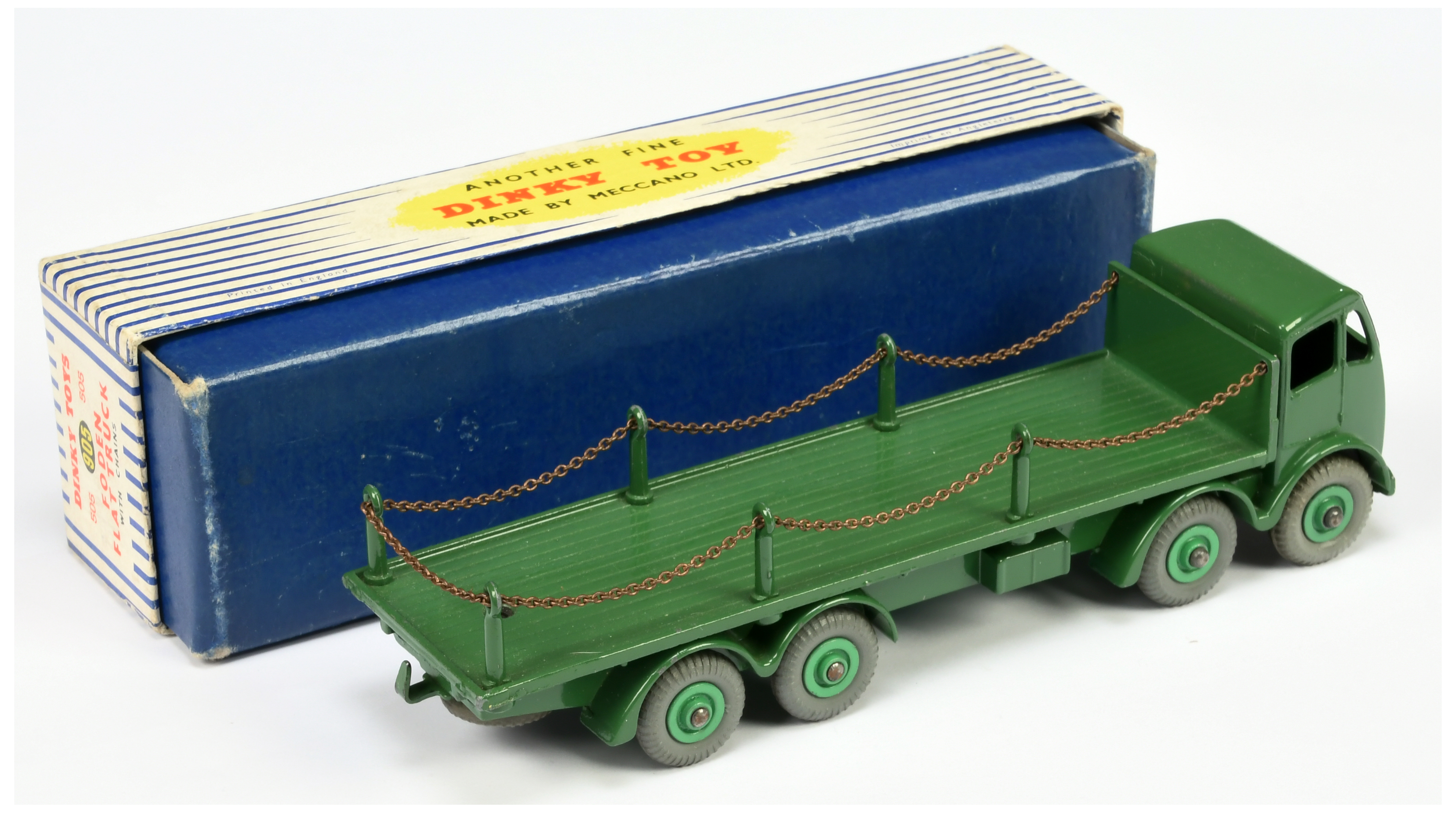 Dinky Toys 905 (505) Foden (type 2) Flat Truck With Chains - Green, mid-green supertoy hubs, with... - Bild 2 aus 2