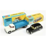 Corgi Toys 483 Dodge Kew Fargo Tipper - White cab, blue tipper, graphite grey chassis, red interi...