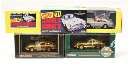 Corgi "James Bond" Aston Martin DB5 (1/43rd) Group Of 3 - (1) 04202 - Gold Plated with black inte...