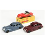 Dinky Toys 120 Jaguar Type E Sports Car - Red body, black detectable hood, silver lights, chrome ...