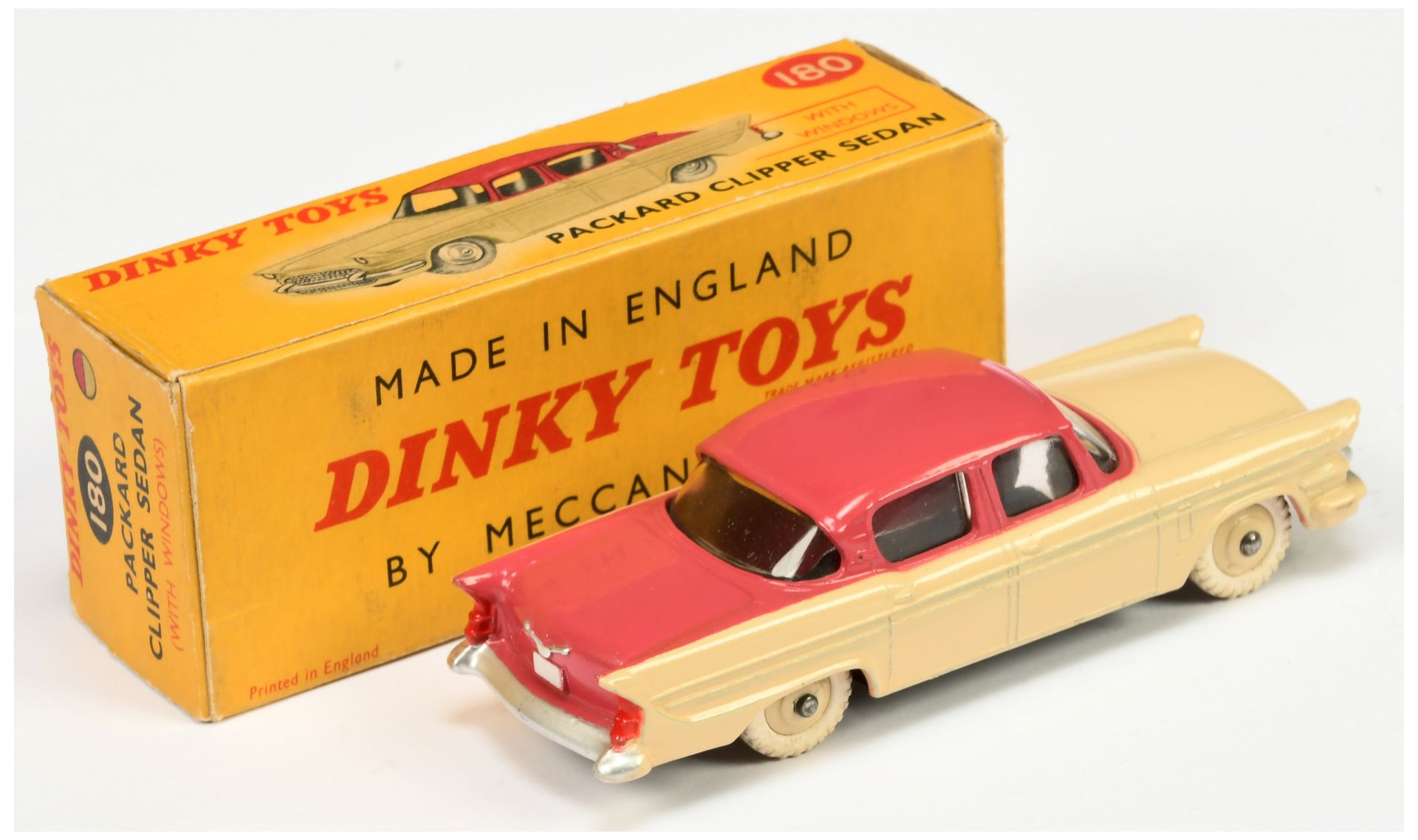 Dinky Toys 180 Packard Clipper Sedan - Two-Tone Cerise and light beige including rigid hubs with ... - Image 2 of 2
