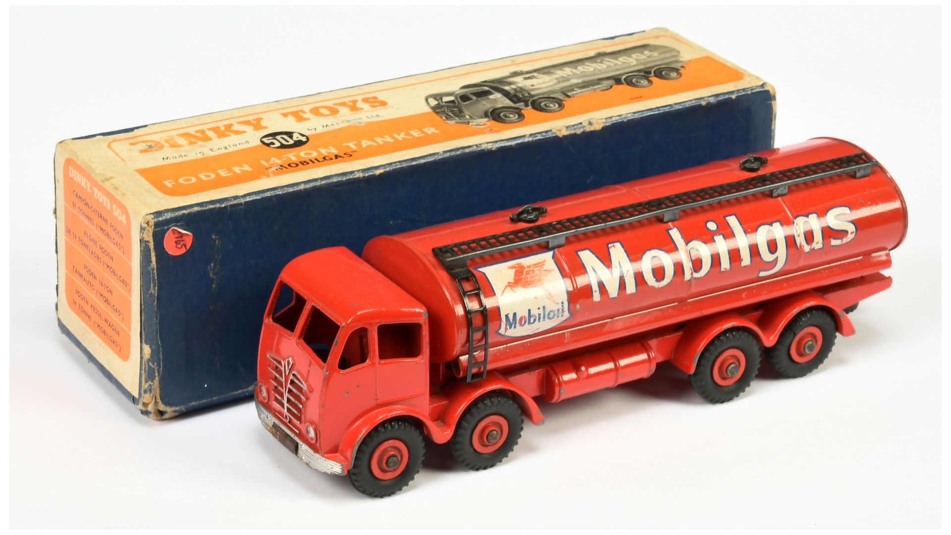 Dinky Toys 504 Foden (type 2) Tanker "Mobilgas"  - Red including supertoy hubs with black tyres, ...