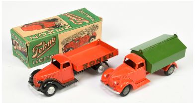 Tekno  Open Back Delivery Truck "Zonen" - Red-Orange cab and back, black chassis - Good Plus (mis...