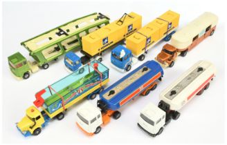 Corgi Toys Unboxed Group Of 7 Articulated Truck And Trailers To Include - Ford Car Transporter, M...