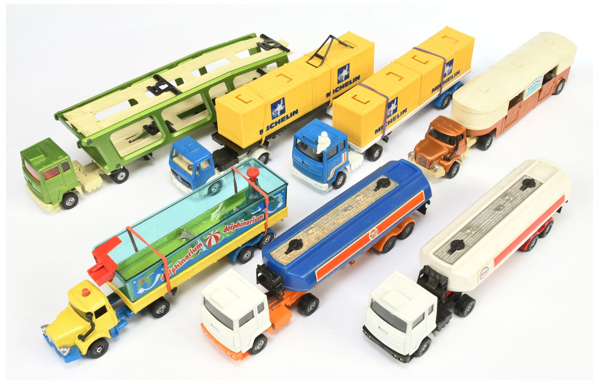 Corgi Toys Unboxed Group Of 7 Articulated Truck And Trailers To Include - Ford Car Transporter, M...