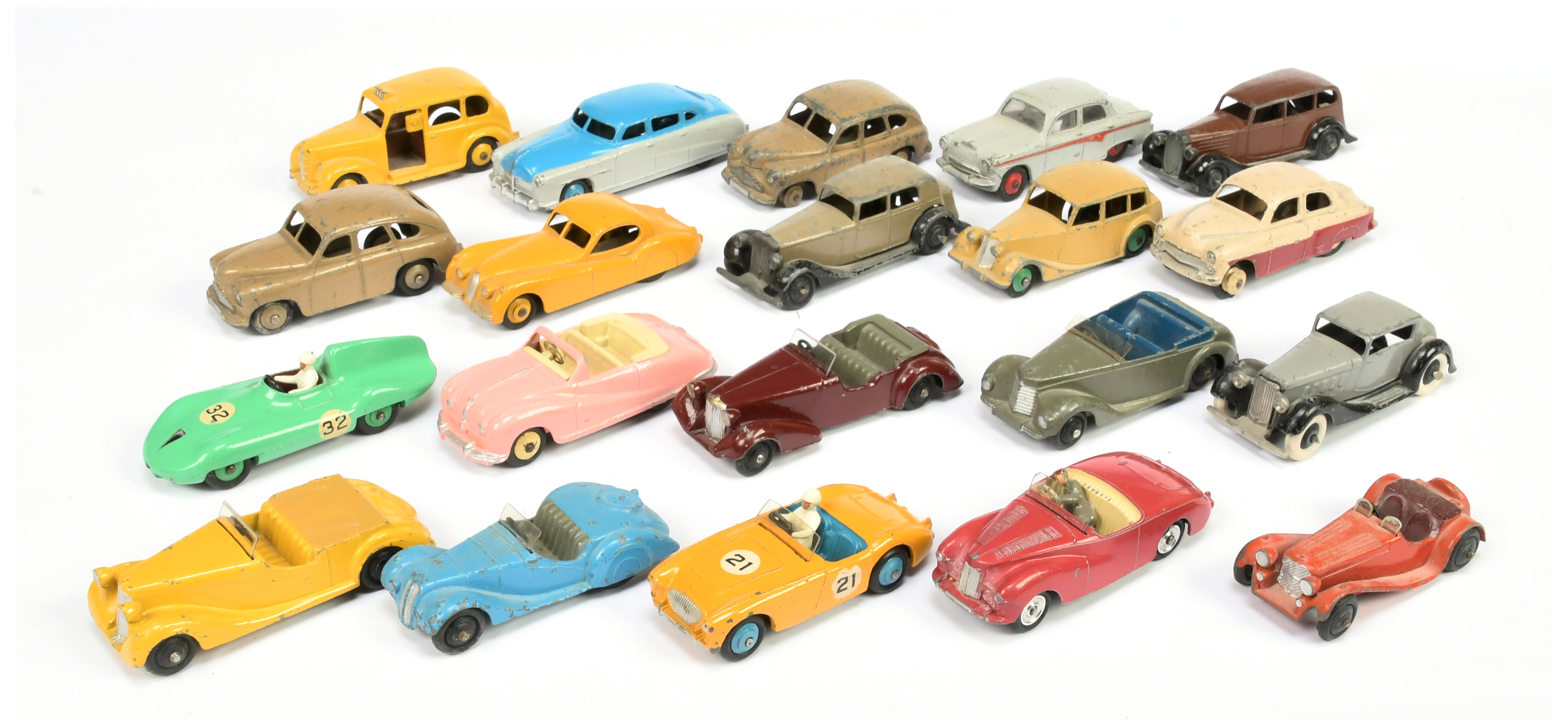 Dinky Toys Unboxed Group To Include Standard Vanguard, Jaguar Type D Racing Car, Austin "Taxi", A...