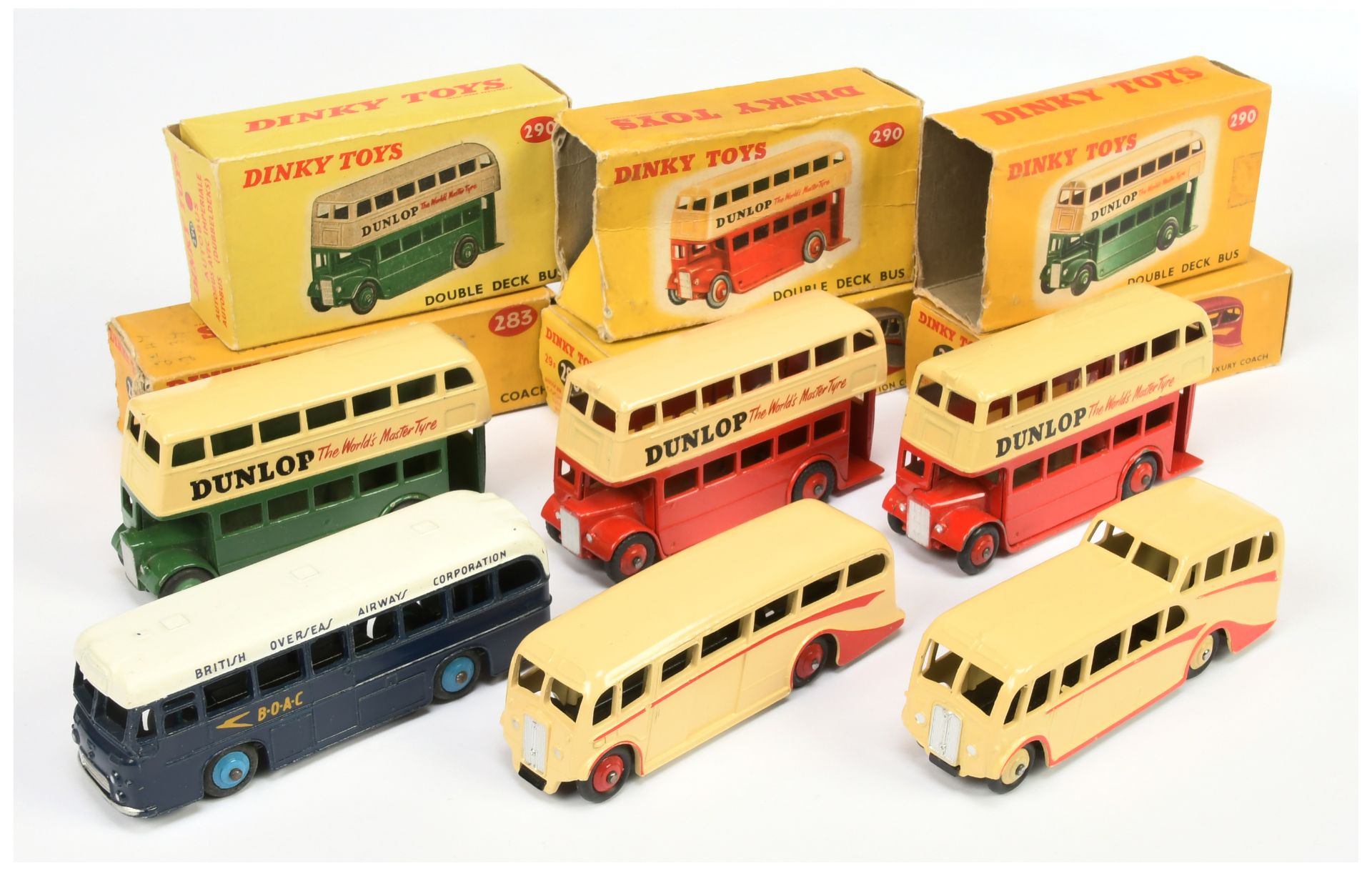 Dinky Toys Group Of Buses To Include 280 Observation Coach, 281 Luxury Coach, 3 X 290 Double Deck...