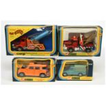 Corgi Toys Group Of 4 To Include - (1) 421 Land Rover - Orange, (2) Land rover - Metallic Green, ...