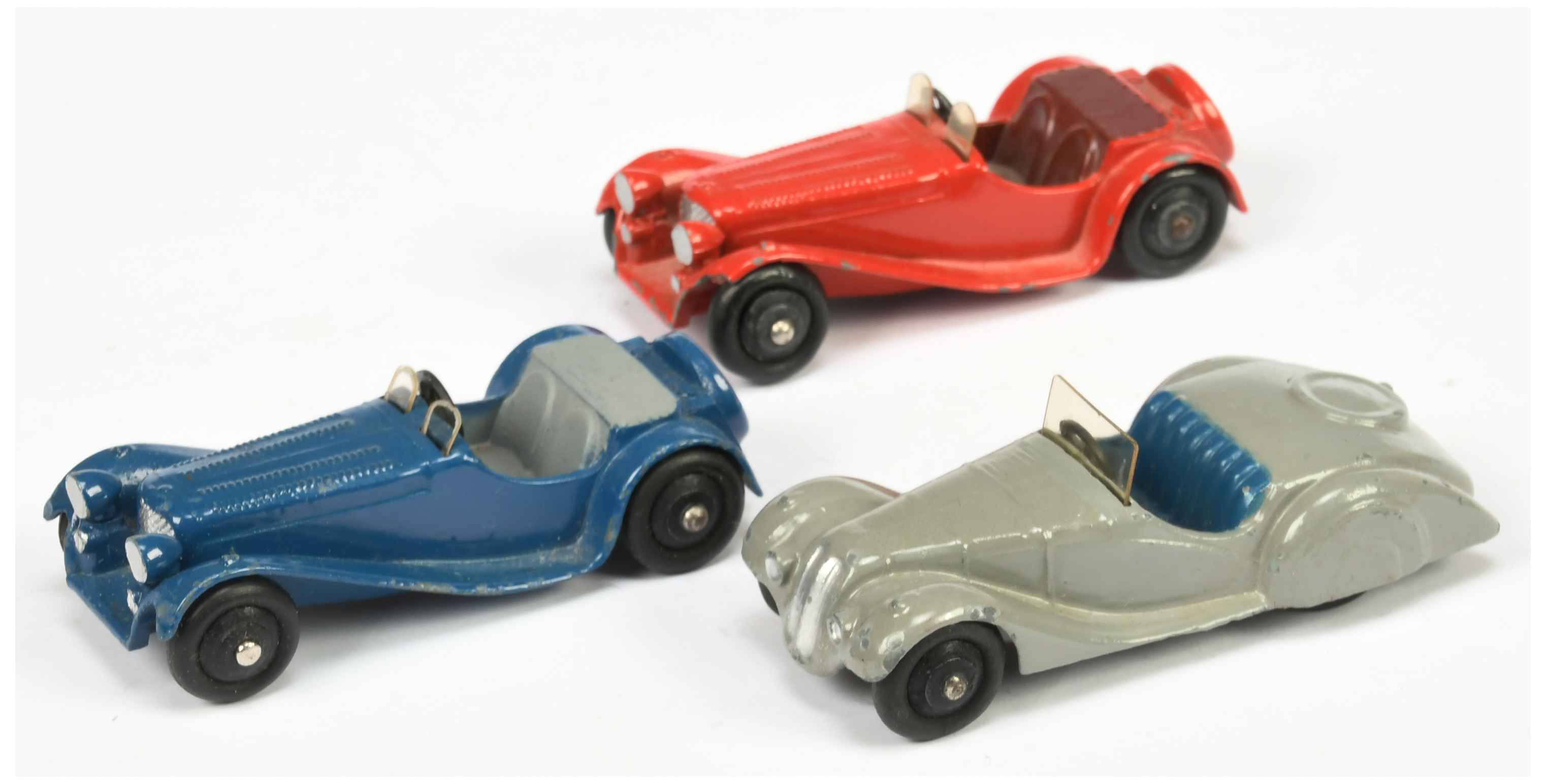 Dinky Toys 38 Series To Include (1) 38a Frazer Nash - Grey body, blue interior, (2) 36f Jaguar SS...