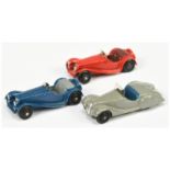 Dinky Toys 38 Series To Include (1) 38a Frazer Nash - Grey body, blue interior, (2) 36f Jaguar SS...