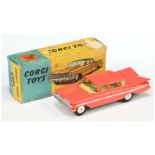 Corgi Toys 220 Chevrolet Impala - Coral pink body, lemon interior, silver trim and side flashes, ...