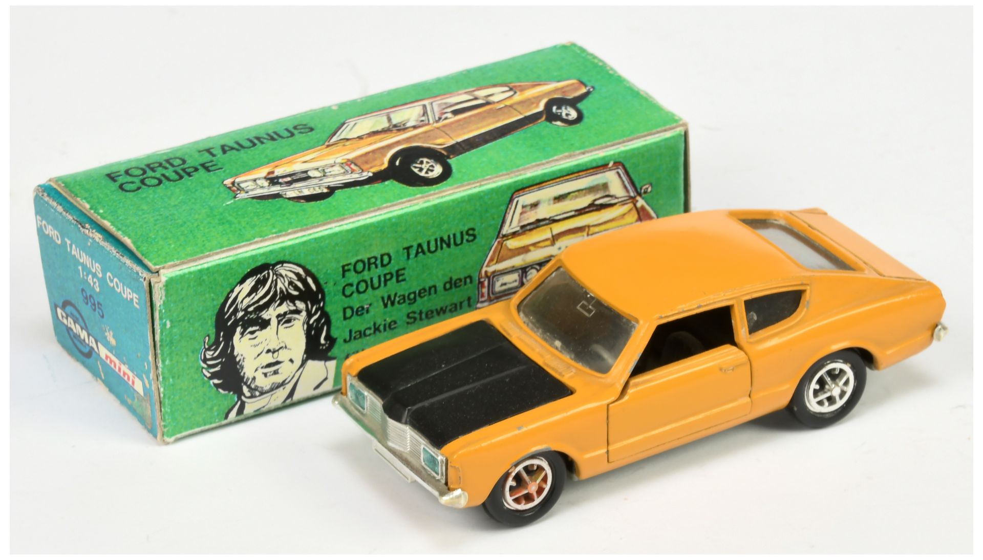 Gama 995 (1/43rd) Ford Taunus Coupe - Drab yellow with black bonnet and interior, chrome trim and...