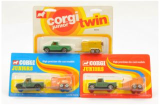 Corgi Toys Juniors 2503 Land Rover and Pony Trailer Group Of 3 - (1) Metallic Green land Rover wi...