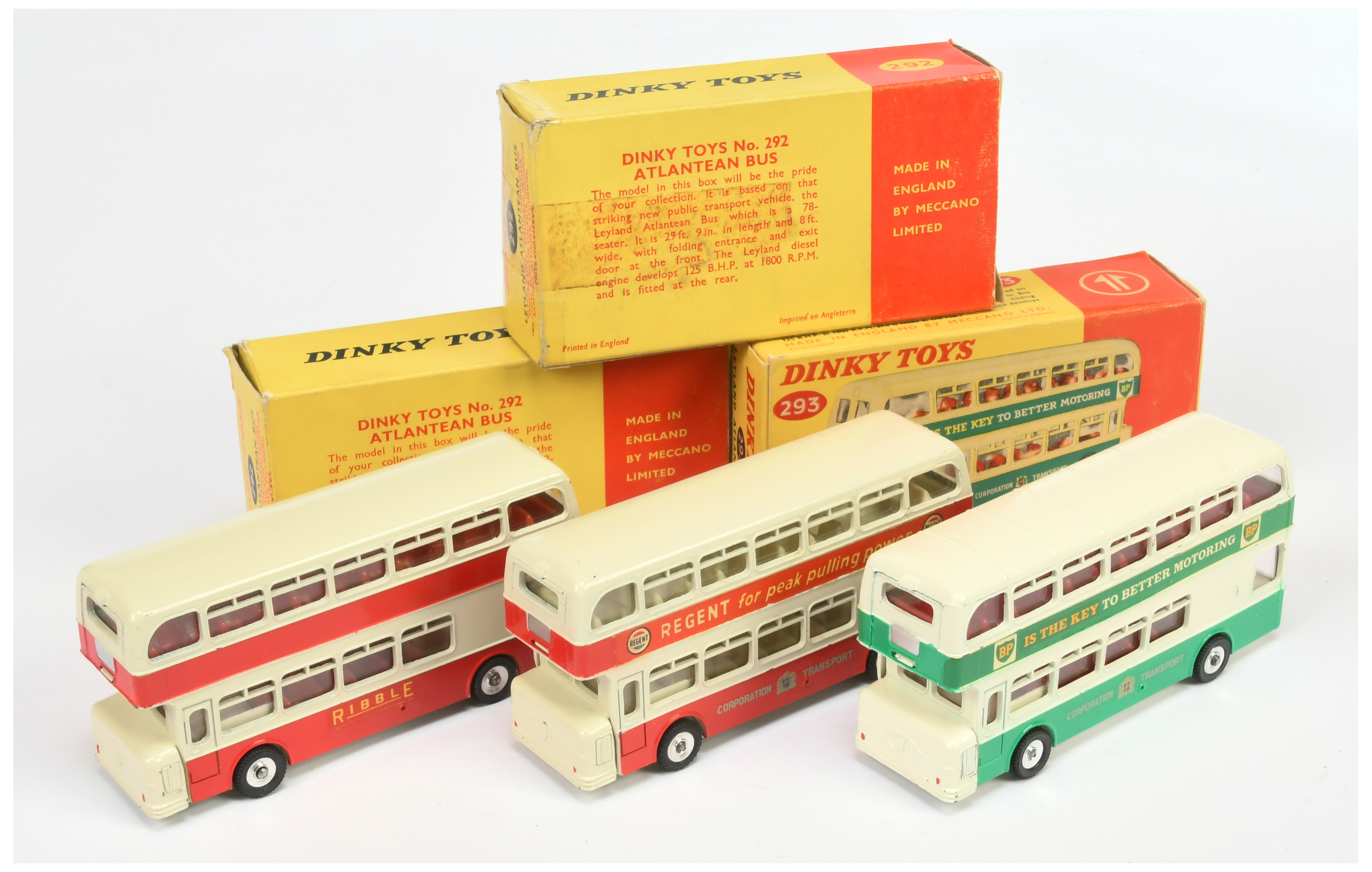 Dinky Toys Leyland Atlantean Bus Group (1) 292 "Ribble" - Two-Tone Off white and red including in... - Image 2 of 2