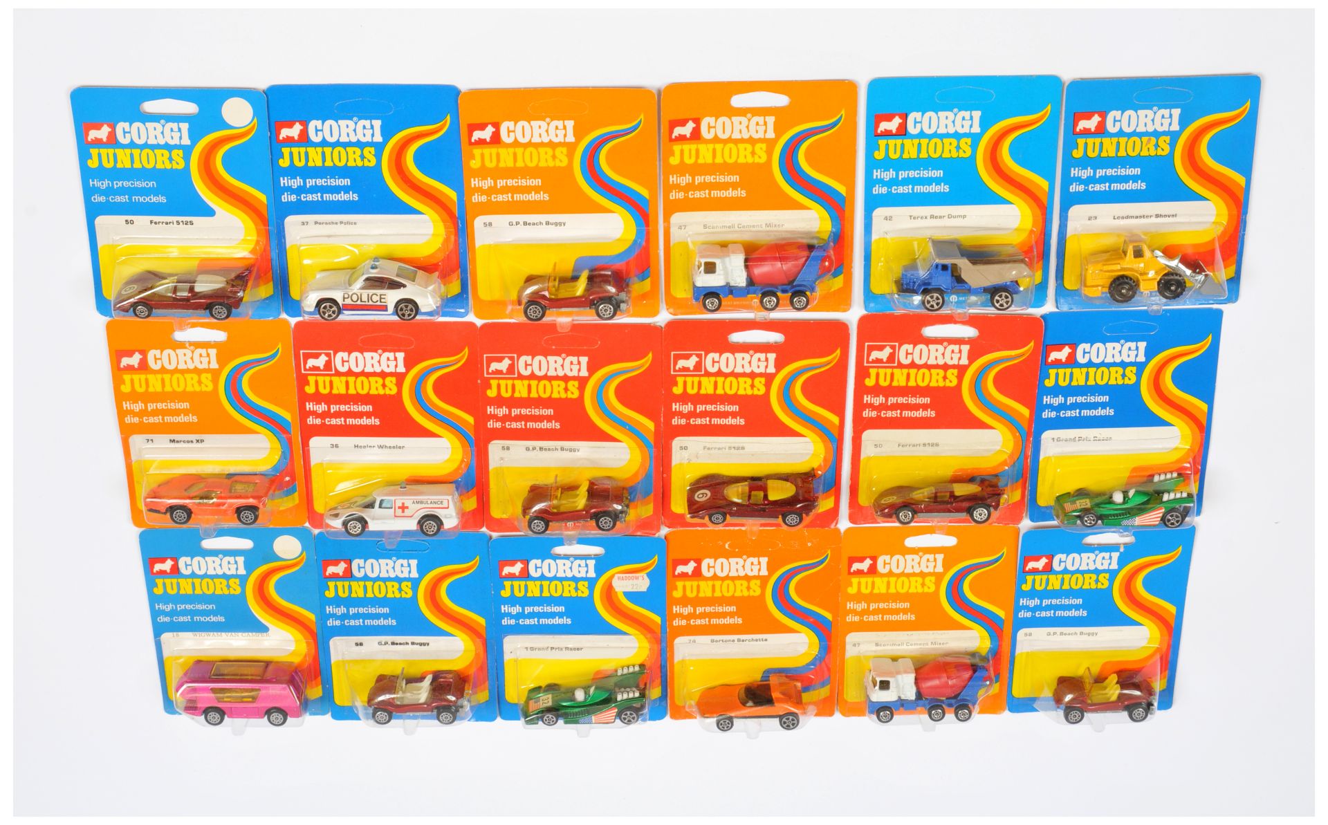 Corgi Toys Juniors Group Of 18 to Include - 37 Porsche 911 "Police" car - white,  42 Terex Dumper...