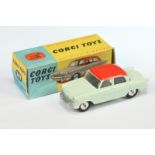 Corgi Toys 207 Standard Vanguard Saloon -  Very pale green with red roof, silver trim and spun hubs