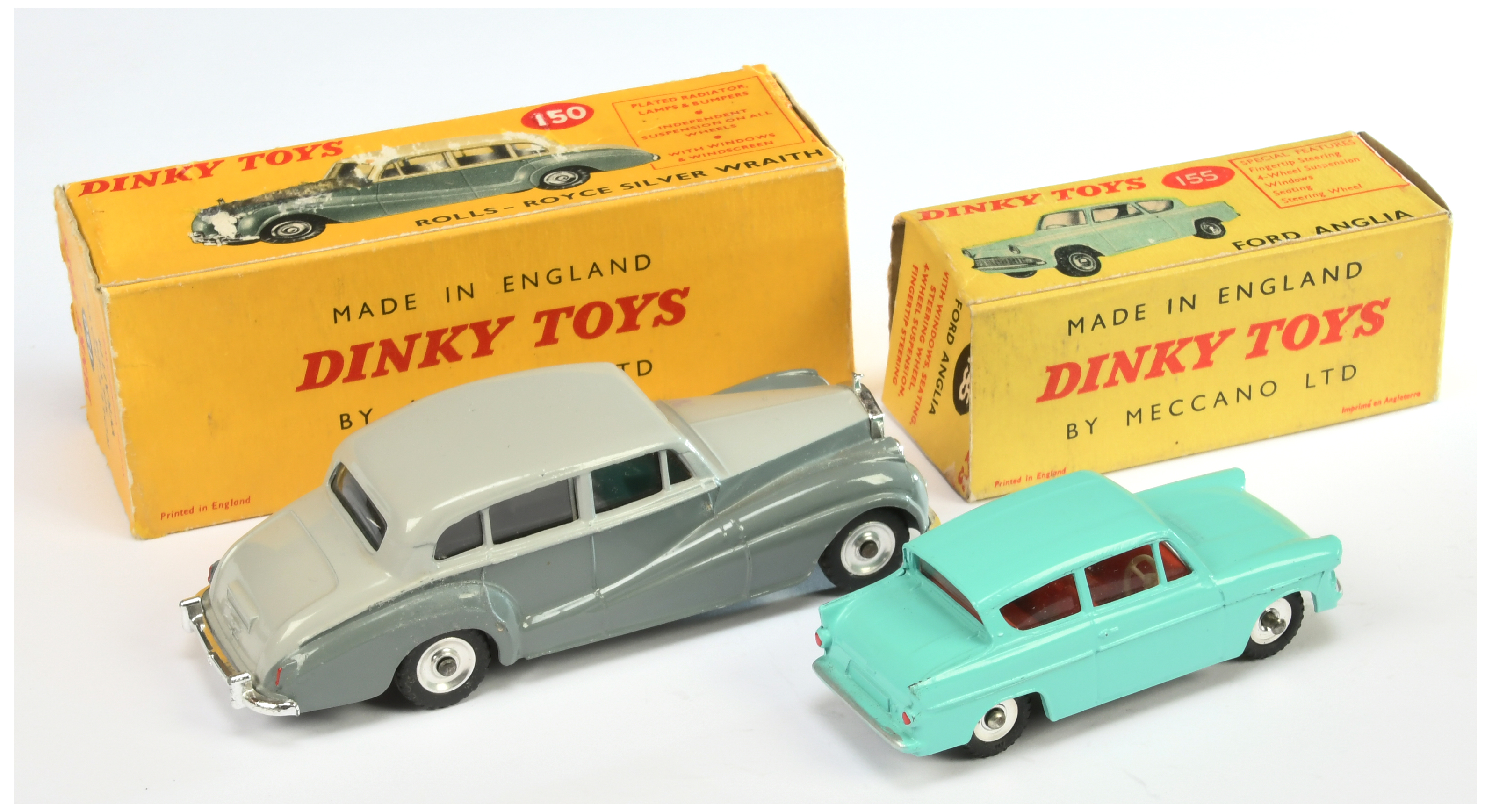 Dinky Toys 150 Rolls Royce Silver Wraith - Two-Tone Grey, chrome trim and spun hubs plus 155 Ford... - Image 2 of 2