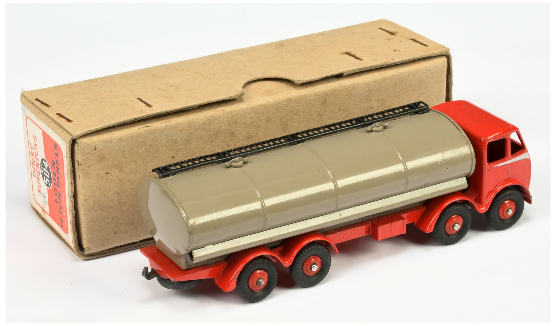 Dinky Toys 504 Foden (type 1) Tanker - Red cab, chassis and rigid hubs,  fawn tanker with black g... - Image 2 of 2