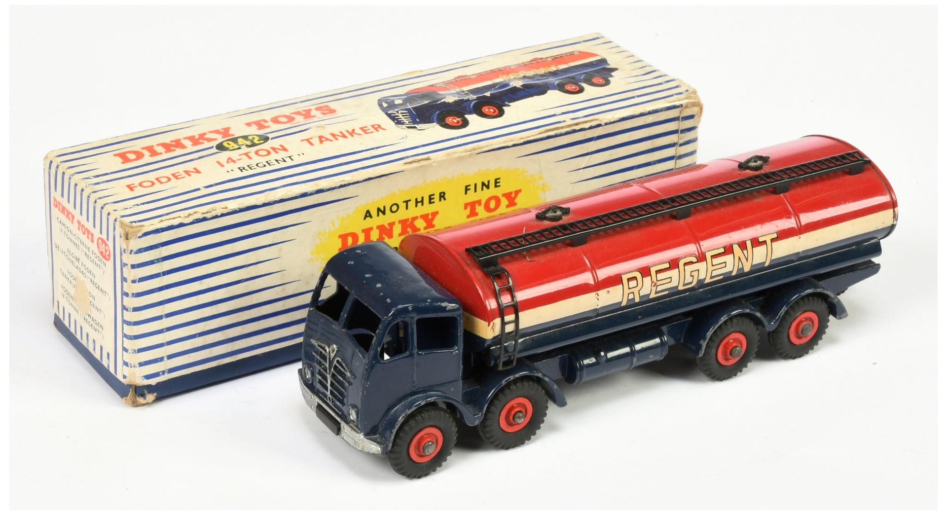 Dinky Toys 942 Foden (type 2) Tanker "Regent" - Blue, white, red including supertoy hubs, silver ...