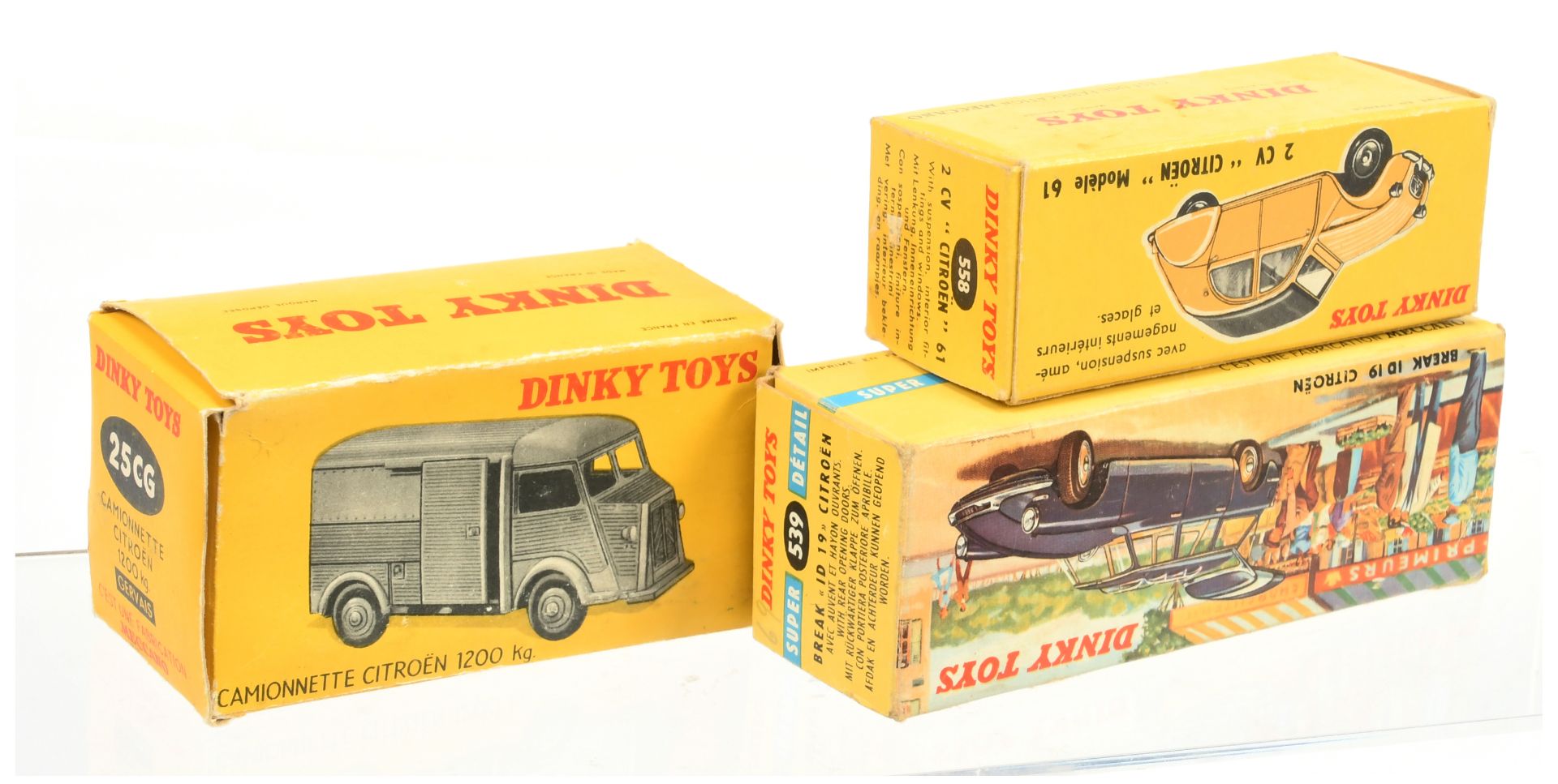 French Dinky Toys Empty boxes A Group  - (1) 25CG Citroen Type H Van "Gervais" , (2) 539 Citroen ... - Image 2 of 2