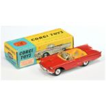 Corgi Toys 215S Ford Thunderbird Open Sports Car - Red body, yellow and silver interior with figu...