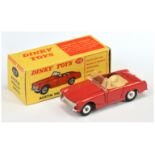 Dinky Toys 112 Austin Healey sprite - Red body, cream interior, silver trim, chrome spun hubs 