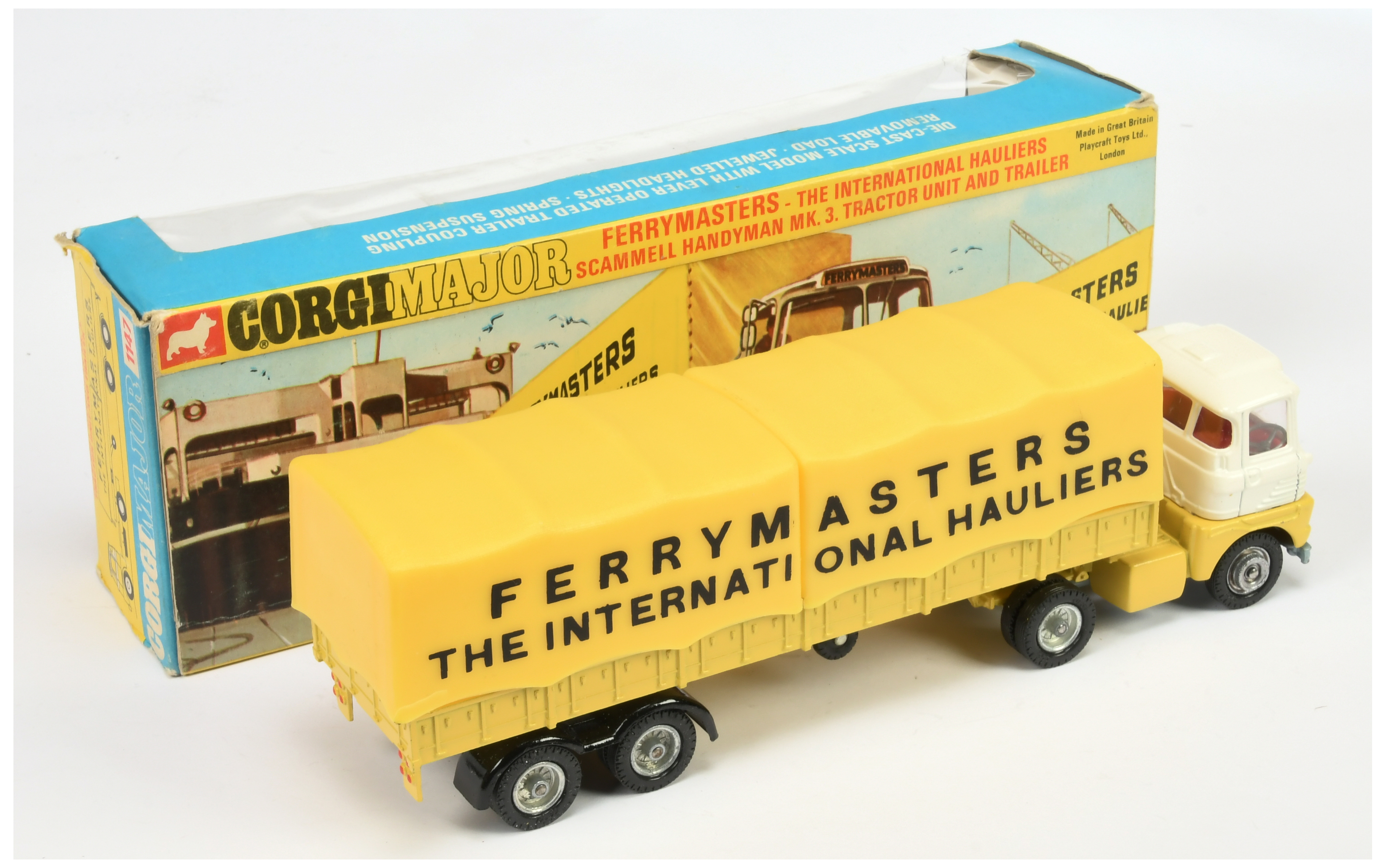 Corgi Toys 1147 Scammell "Ferrymasters"  Truck and Trailer - White and yellow cab with red interi... - Image 2 of 2
