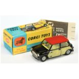 Corgi Toys 249 Morris Mini Cooper "Wickerwork" - Black body, red roof, lemon interior, "Wickerwor...