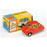 Corgi Toys 233 Heinkel Economy Car - Red Body, lemon interior, silver trim and flat spun hub