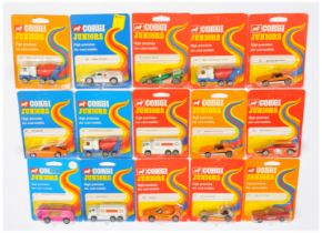Corgi Toys Juniors Group Of 15 to Include - 56 Ford Capri "Fire Chief" - Red and white, 74 Berton...