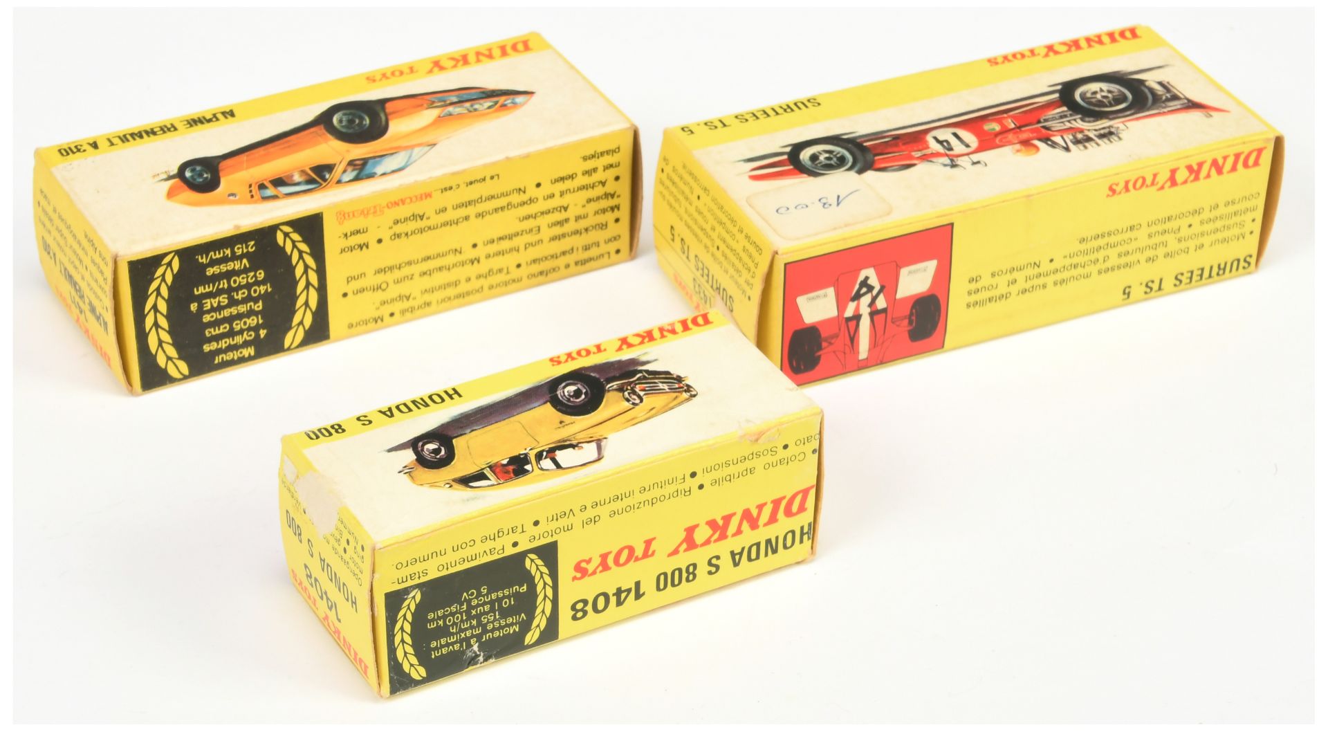 French Dinky Toys Empty boxes A Group - (1) 1408 Honda S800 Sports, (2) 1411 Alpine Renault A310 ... - Bild 2 aus 2