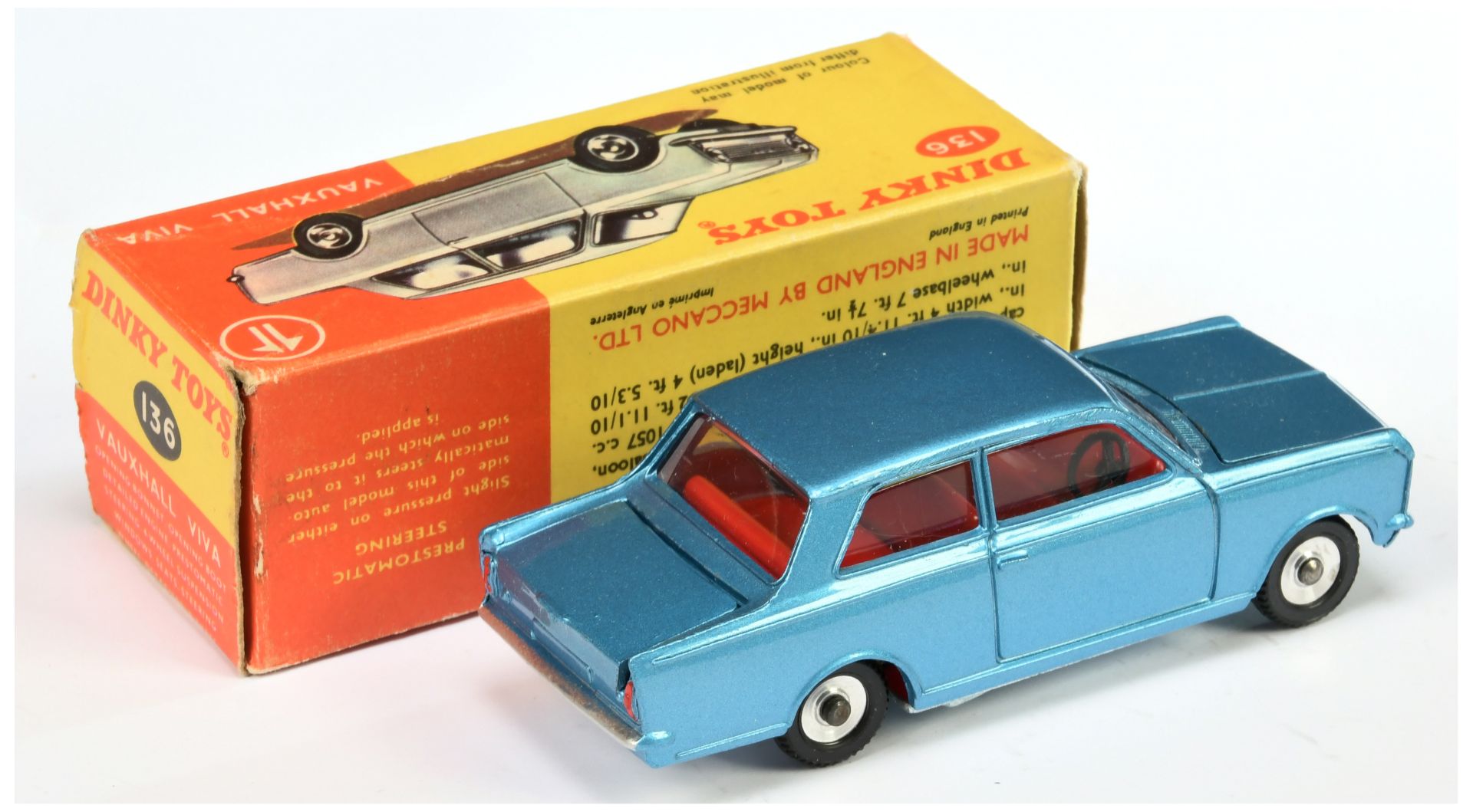 Dinky Toys 136 Vauxhall Viva - Blue body, red interior, silver trim and spun hubs  - Bild 2 aus 2