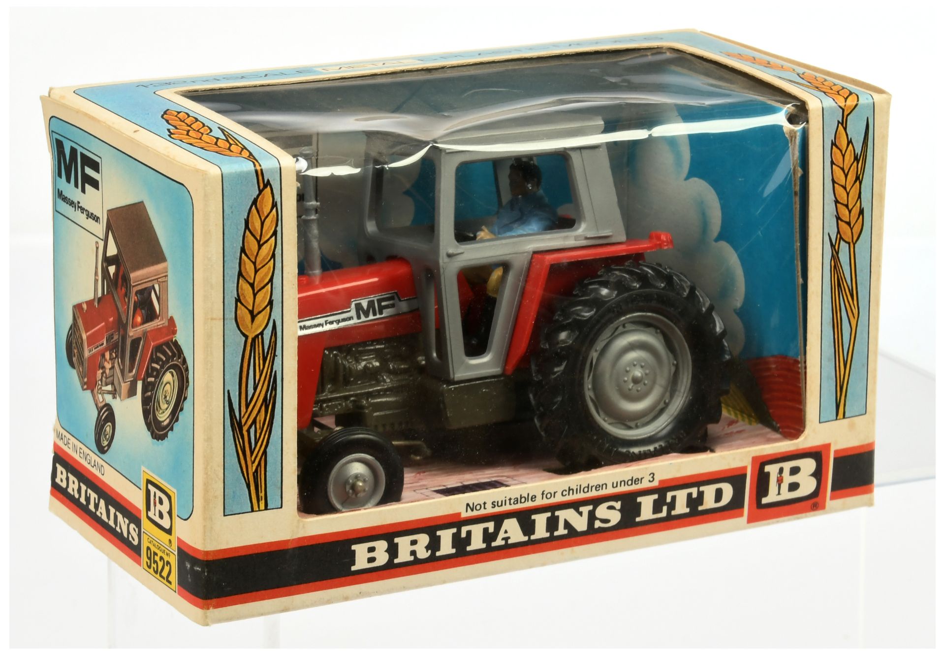 Britains 9522 Massey Ferguson 595 Tractor - Red and grey including hubs and cab with figure drive...