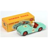 Dinky Toys 111 Triumph TR2 Sports - Turquoise body, red rigid hubs and interior with figure,silve...
