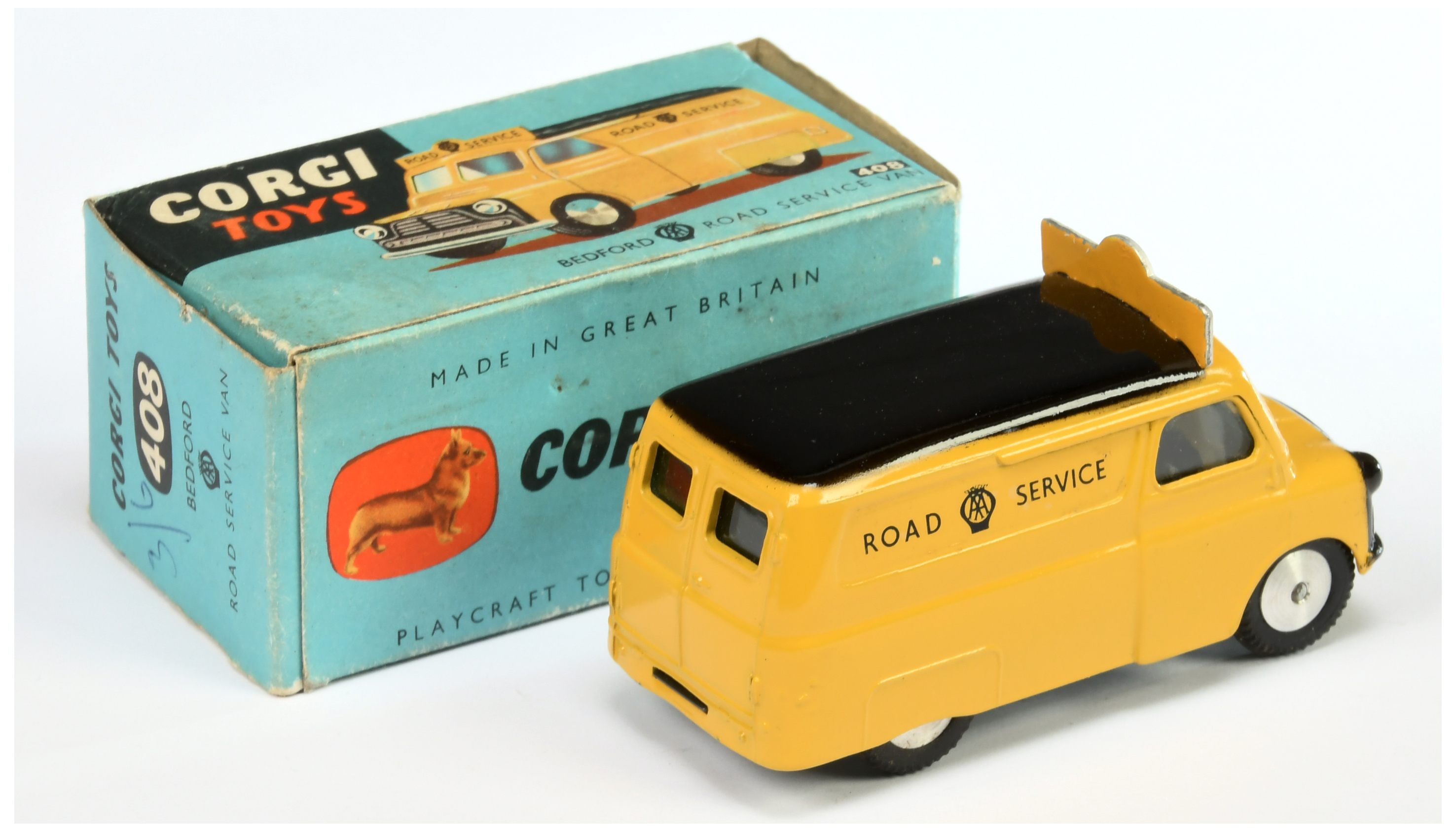 Corgi Toys 408 Bedford "AA Road Service" Van  - Yellow , black including smooth roof, silver trim... - Image 2 of 2