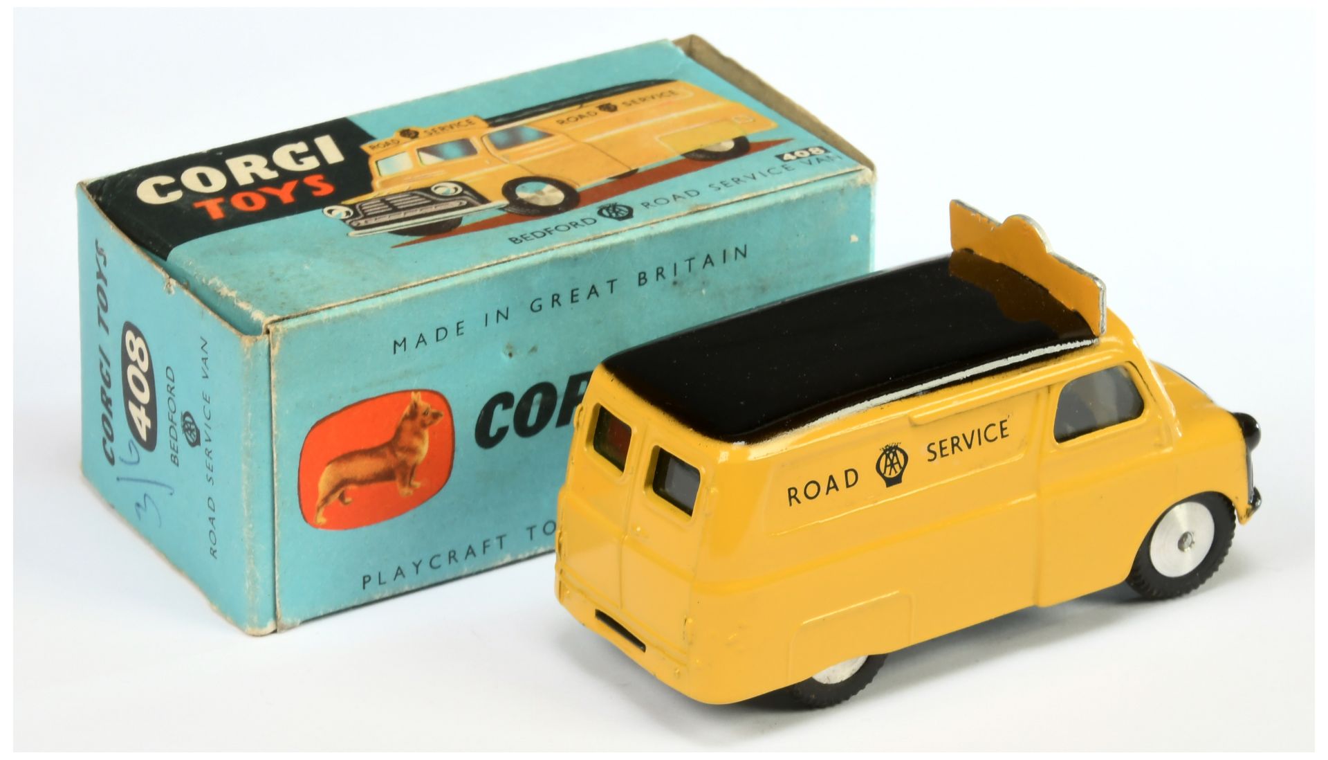 Corgi Toys 408 Bedford "AA Road Service" Van  - Yellow , black including smooth roof, silver trim... - Bild 2 aus 2