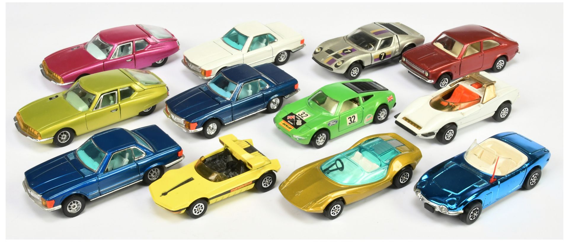 Corgi Toys Unboxed Whizzwheels Group Of 12 To Include Mercedes 350SL - Blue - another but Metalli...