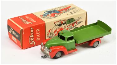 Tekno  740 Dodge Truck  - Green cab and back, red chassis, chrome trim - Good Plus including card...