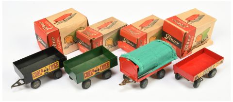 Tekno  Group Of 4 X Trailers - (1) "Coal & Coke" - Black, (2) Same but Green, (3) "Sand & Gravel"...