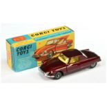 Corgi Toys 259 Le Dandy Coupe - Metallic Maroon, yellow interior chrome trim and wire wheels 