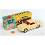 Corgi Toys 239 Volkswagen 1500 Karmann Ghia - Cream body, red interior, silver trim, spun hubs an...