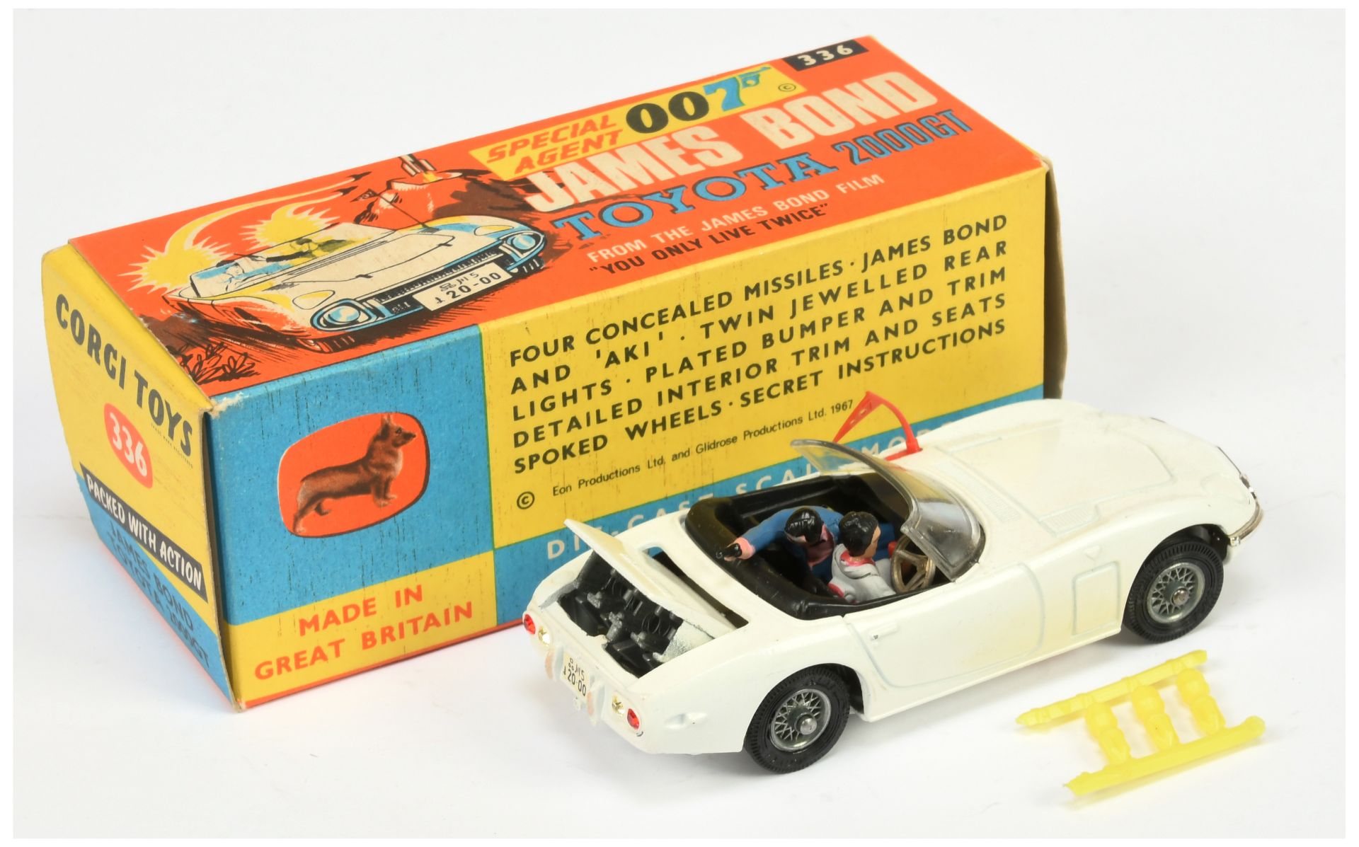 Corgi Toys 336 "James Bond" Toyota 2000GT Taken From The film "You Only Live Twice" - White body,... - Bild 2 aus 2