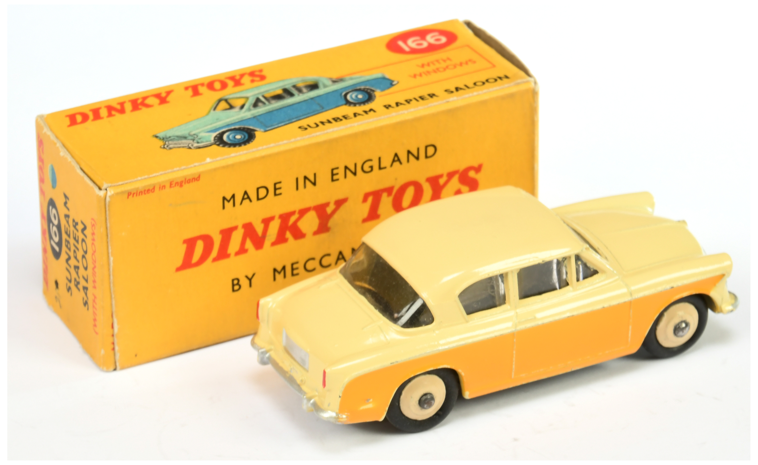 Dinky Toys 166 Sunbeam rapier Saloon - Two-Tone Cream and deep yellow, light beige hubs and silve... - Image 2 of 2