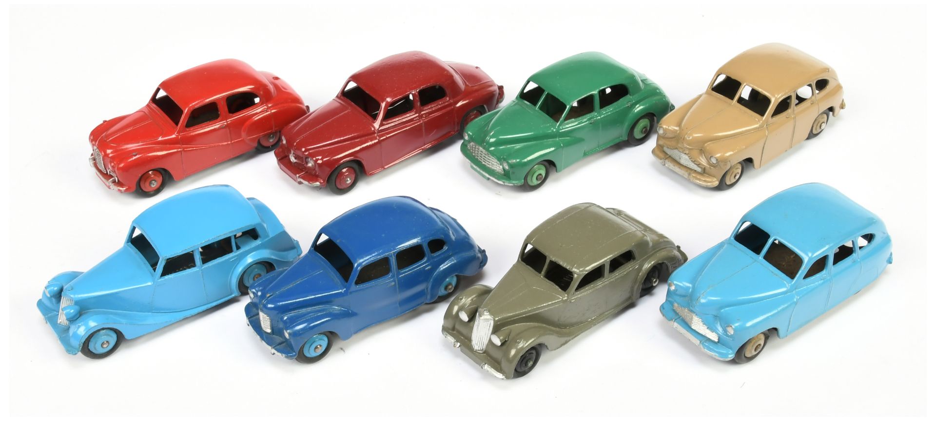 Dinky Toys Unboxed Group To Include Morris Oxford - Green, Austin Devon - Blue, Austin Somerset -...