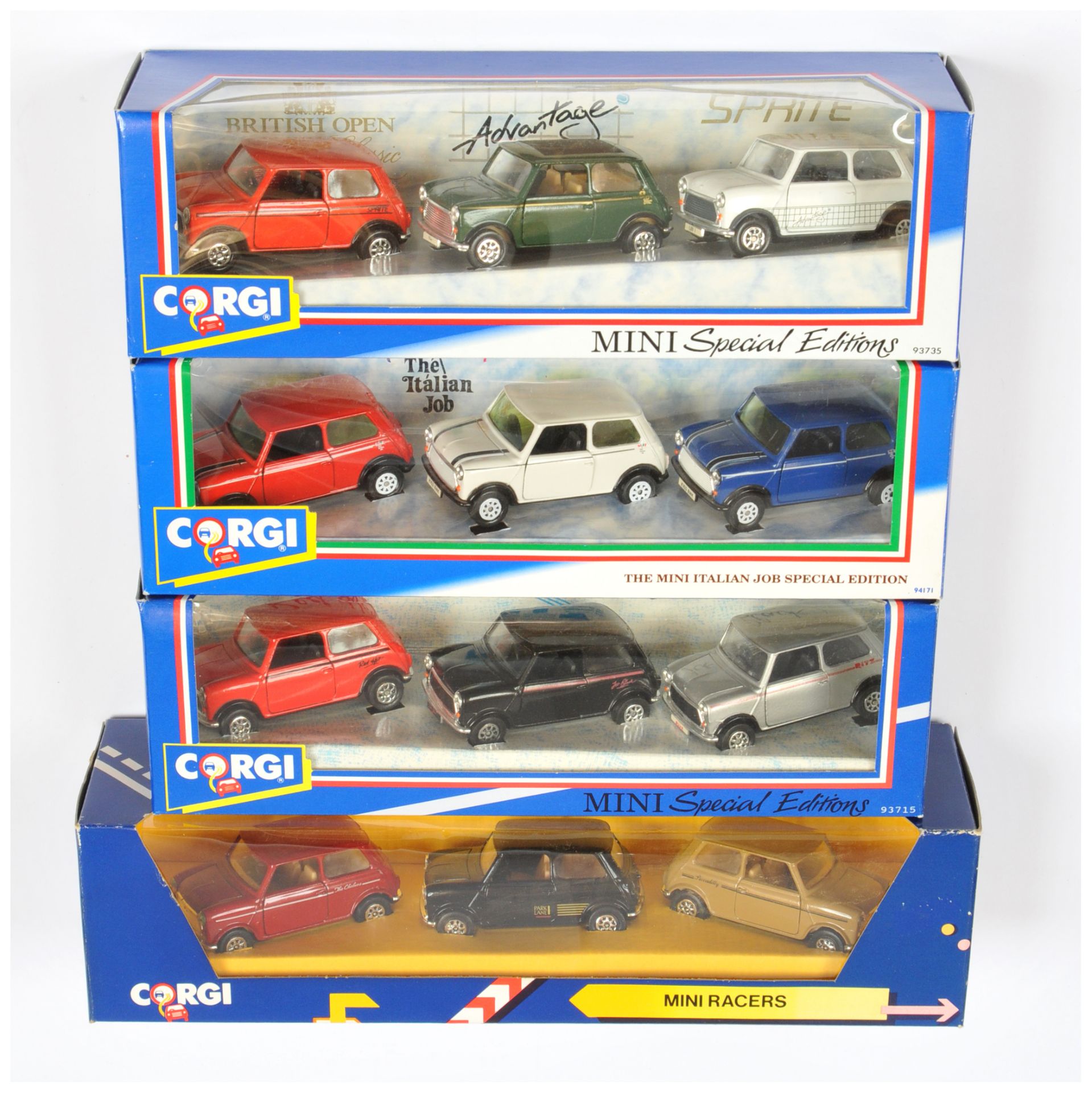 Corgi 3-Piece Mini Sets group Of 4 To include (1)94171 "The Italian Job" , (2) 97315 Specials edi...